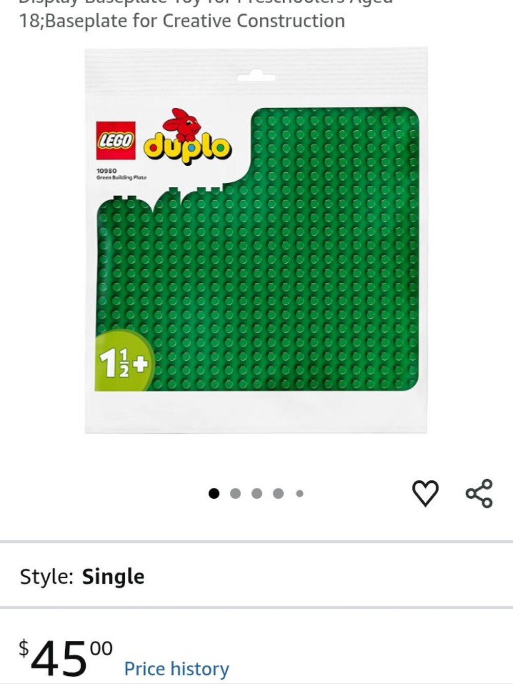 Lego Duplo Green Building Plate 10980 Build-and Display Baseplate 24×24 Stud